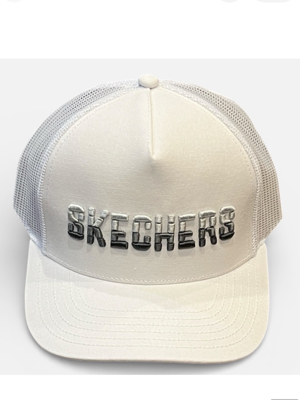 Skechers White Mesh Cap Unisex- One Size Fits Most